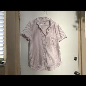 Victoria’s Secret silky pink and white striped pajama top - Size M